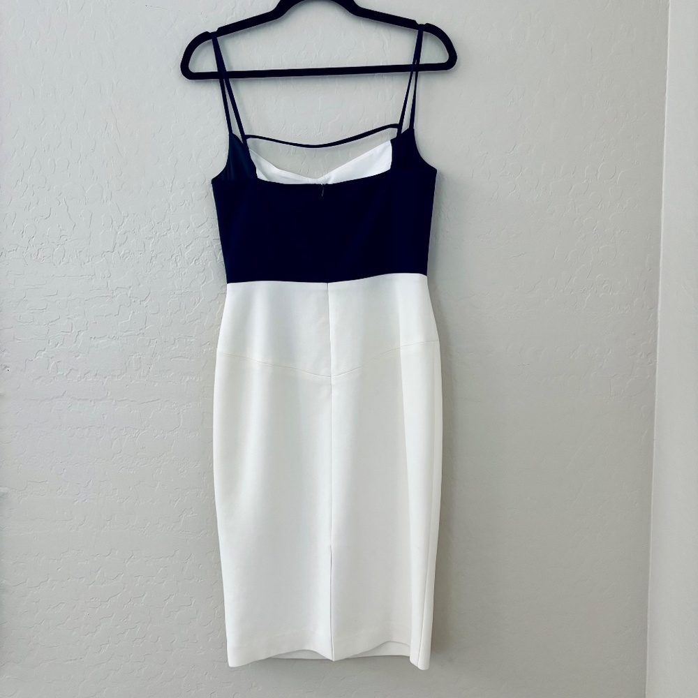 BLACK HALO Parks Colorblock Sleeveless Sheath Dress in Navy Porcelain NEW - Picture 15 of 16